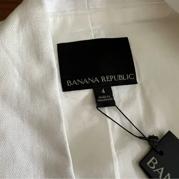 NWT Banana Republic WHITE COLLARLESS LINEN-COTTON BLAZER, size 4 - Picture 15 of 16